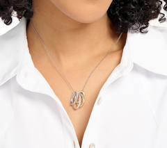 Diamonique Sterling Silver and 14K Yellow Gold-Plated Four Ring Necklace