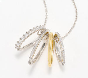 Diamonique Sterling Silver and 14K Yellow Gold-Plated Four Ring Necklace
