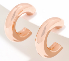 David Markstein Rose Clad Sterling Silver 3/4" Debut Smart Closure Hoop Earrings