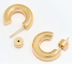 David Markstein Gold Clad Sterling Silver 3/4" Debut Smart Closure Hoop Earrings