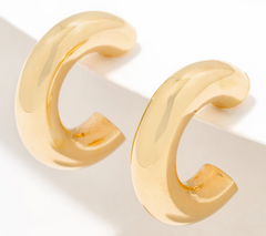 David Markstein Gold Clad Sterling Silver 3/4" Debut Smart Closure Hoop Earrings