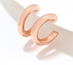 David Markstein Rose Clad Sterling Silver 1" Debut Smart Closure Hoop Earrings