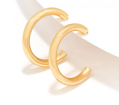 David Markstein Gold Clad Sterling Silver 1 1/2" Debut Smart Closure Hoop Earrings