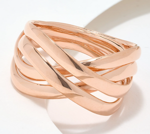 UltraFine 950 Silver Rose Tone Multi Layer Crossover Ring Size 8