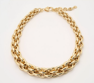 Susan Graver Gold Tone Bold Graduated Hoop Chain Necklace