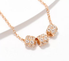 David Markstein Rose Tone Sterling Silver White Topaz Three Wishes 18" Necklace