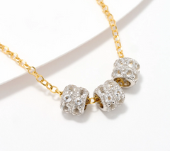 David Markstein Two Tone Sterling Silver White Topaz Three Wishes 18" Necklace