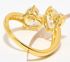 Diamonique Gold Clad Sterling Silver Double Heart Ring Size 9