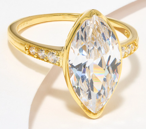 Diamonique Gold Clad Sterling Silver Classics Marquise Ring, Size 9