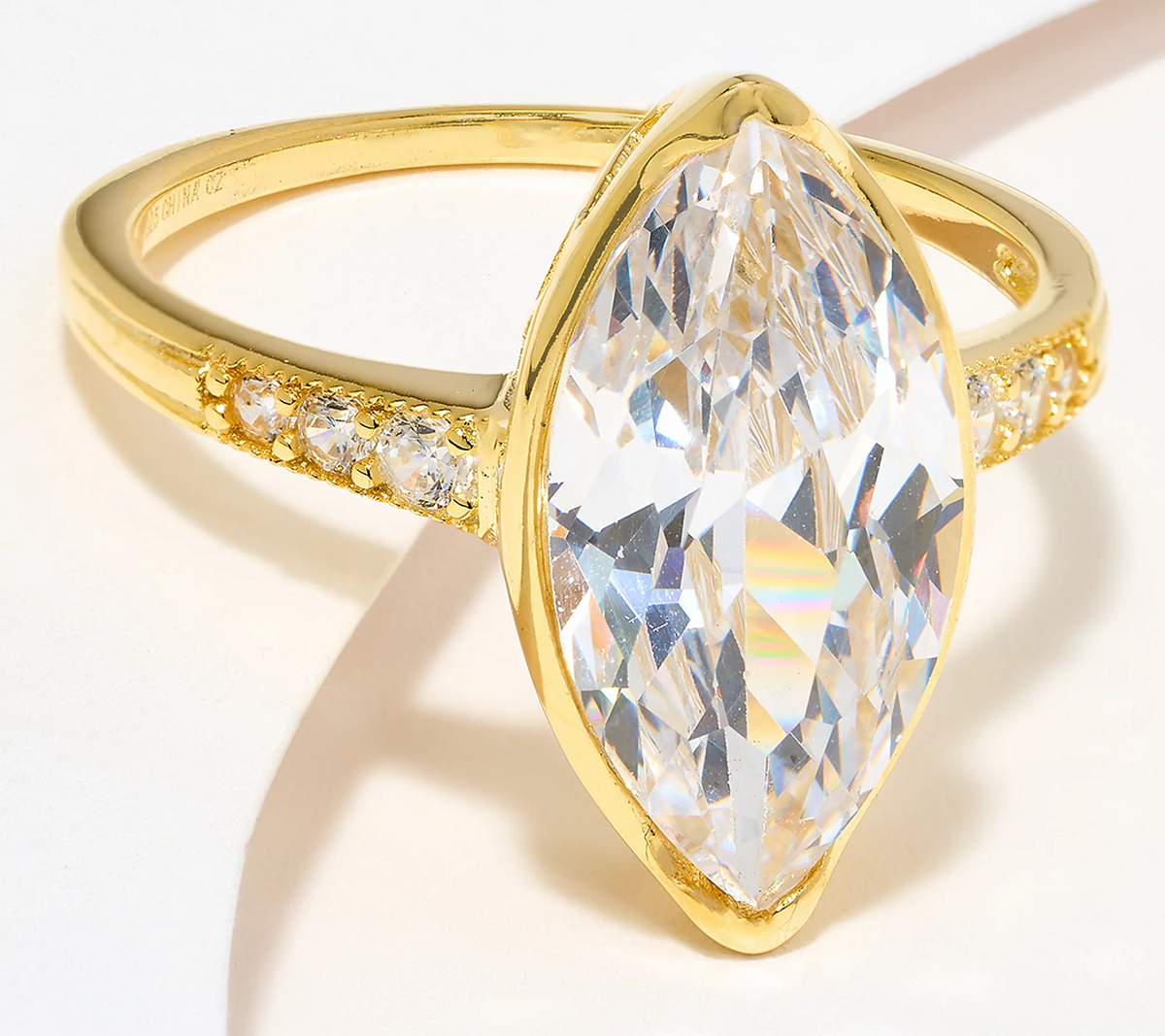 Diamonique Gold Clad Sterling Silver Classics Marquise Ring, Size 9