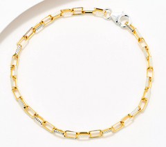 David Markstein Two Tone 18K Gold-Plated Sterling Silver Premiere Luxe Paperclip Bracelet Small