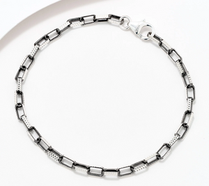 David Markstein Two-Tone Sil/Black SS Premiere Luxe Paperclip Bracelet Avg