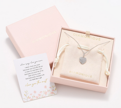 Diamonique Sterling Silver Puffy Pave Heart Necklace with Gift Box