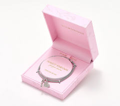 Diamonique Sterling Silver "Heart" Motif Charm Bracelet Avg