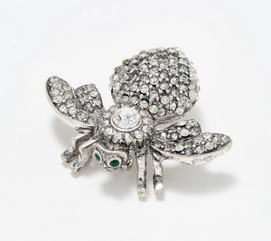 Joan Rivers Silvertone Crystal Anniversary Bee Pin