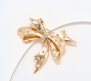 Joan Rivers Gold Tone Miracle Set Bow Pin