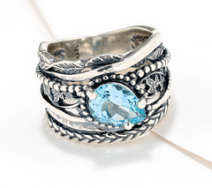 Or Paz Sterling Silver Pear Shaped Gemstone Ring Size 9