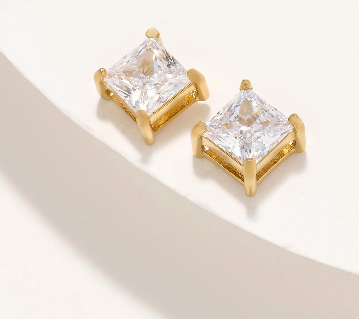 Steel by Diamonique Gold Tone Princess Stud Earrings