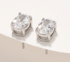 Steel by Diamonique Oval Stud Earrings