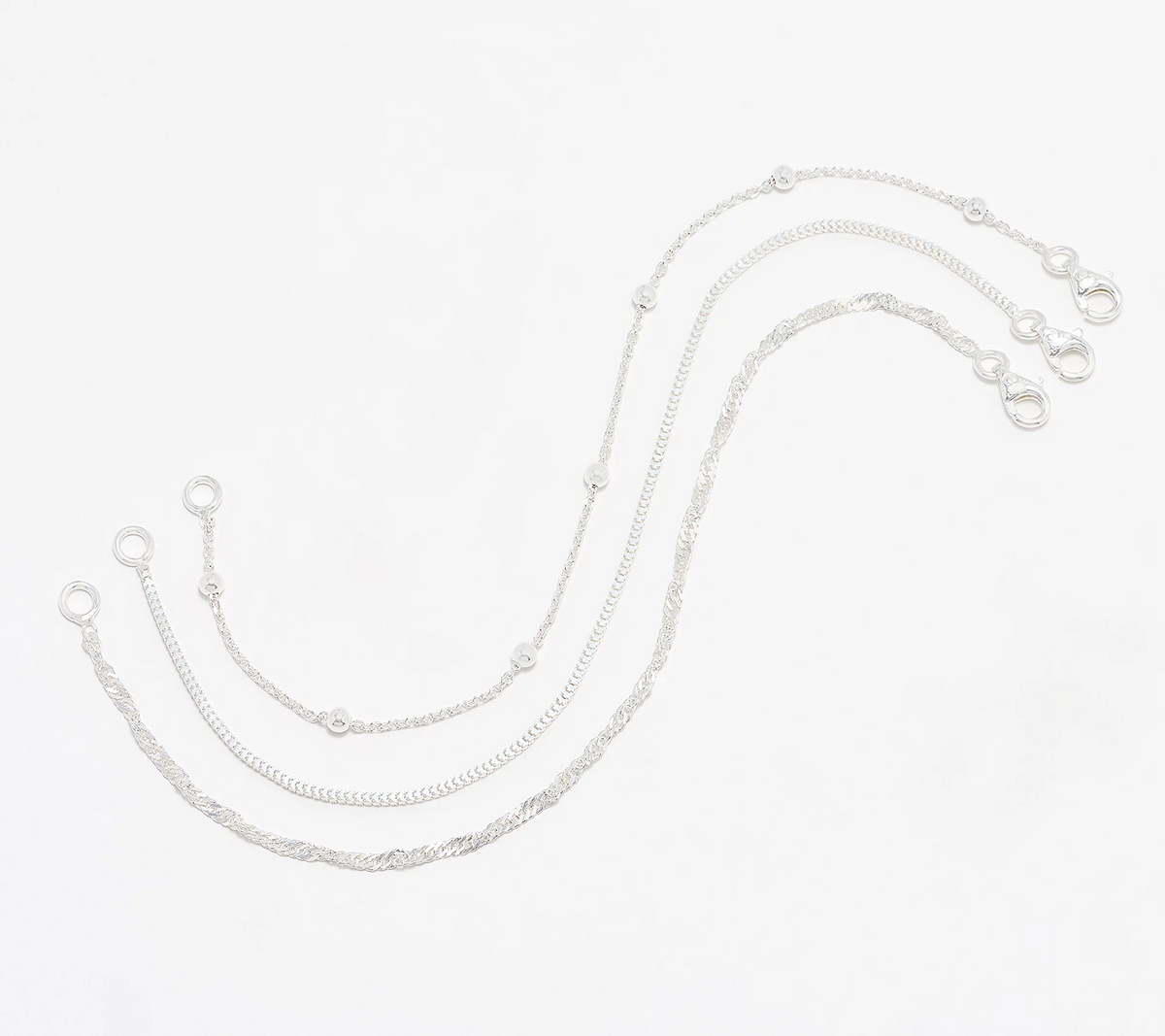 UltraFine 950 Silver Set of 3 Bracelets Avg