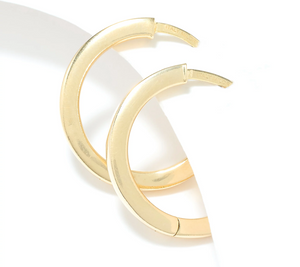 UltraFine 950 Silver Gold Tone Safety Lock 1" Hoop Earrings