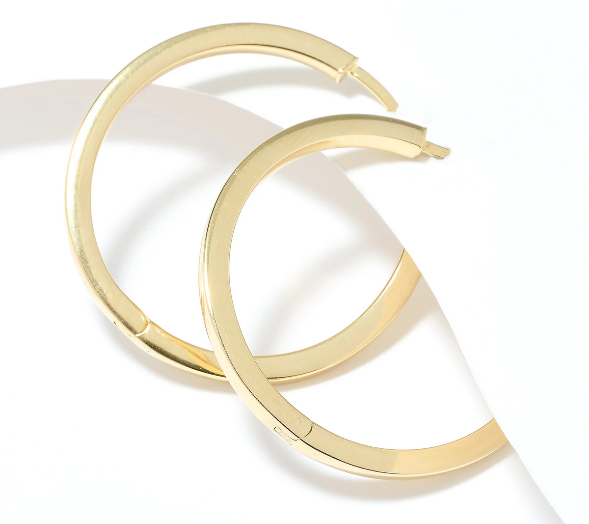 UltraFine 950 Silver Gold Tone Safety Lock 1-1/2" Hoop Earrings