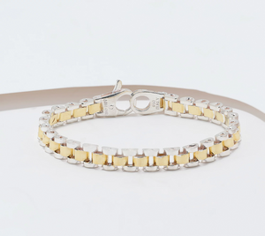 UltraFine 950 Silver Two Tone Panther Link Chain Bracelet Large