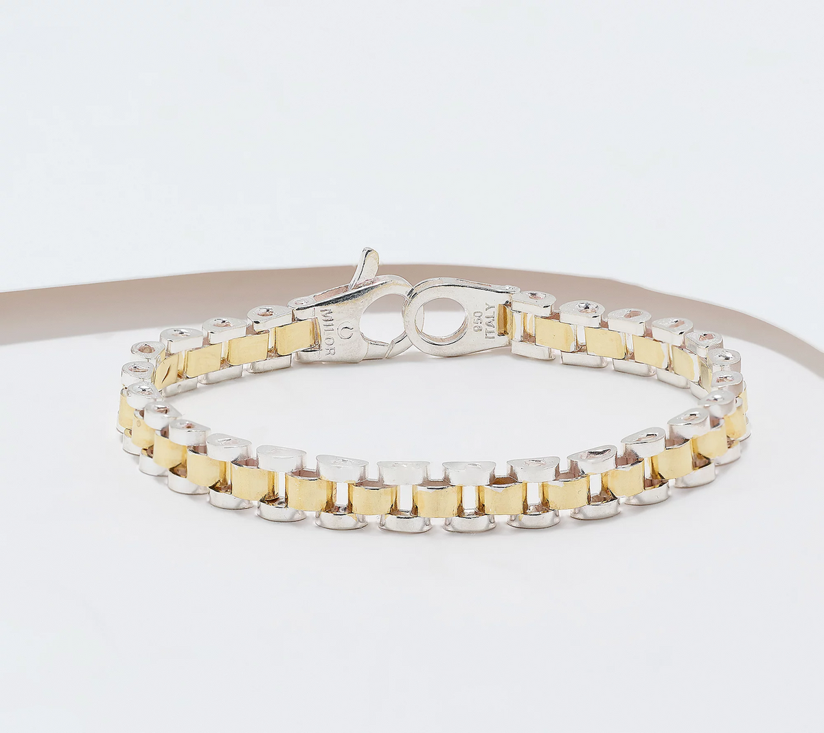 UltraFine 950 Silver Two Tone Panther Link Chain Bracelet Large