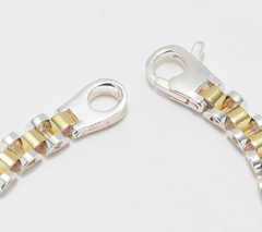 UltraFine 950 Silver Two Tone Panther Link Chain Bracelet Large