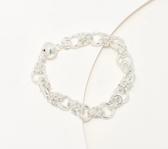 UltraFine 950 Silver Circle Link Bracelet with Magnetic Clasp Avg