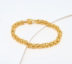 UltraFine 950 Silver Gold Tone Byzantine Chain Magnetic Clasp Bracelet Large