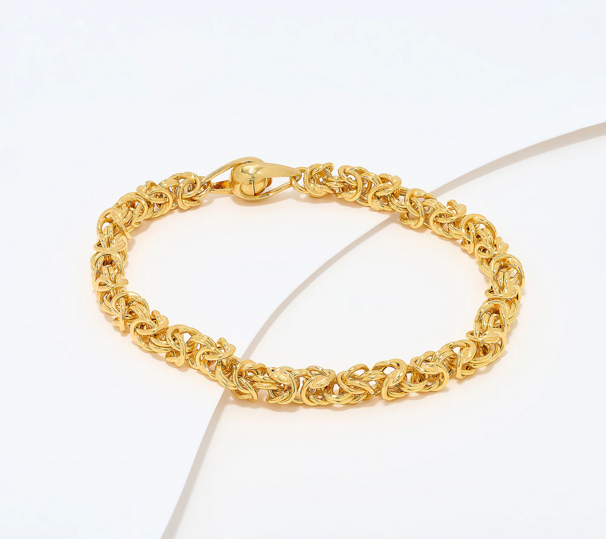 UltraFine 950 Silver Gold Tone Byzantine Chain Magnetic Clasp Bracelet Large