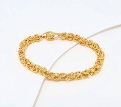UltraFine 950 Silver Gold Tone Byzantine Chain Magnetic Clasp Bracelet Large
