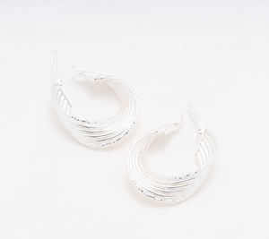 UltraFine 950 Silver 6-Row 1-1/4" Interlocking Hoop Earrings