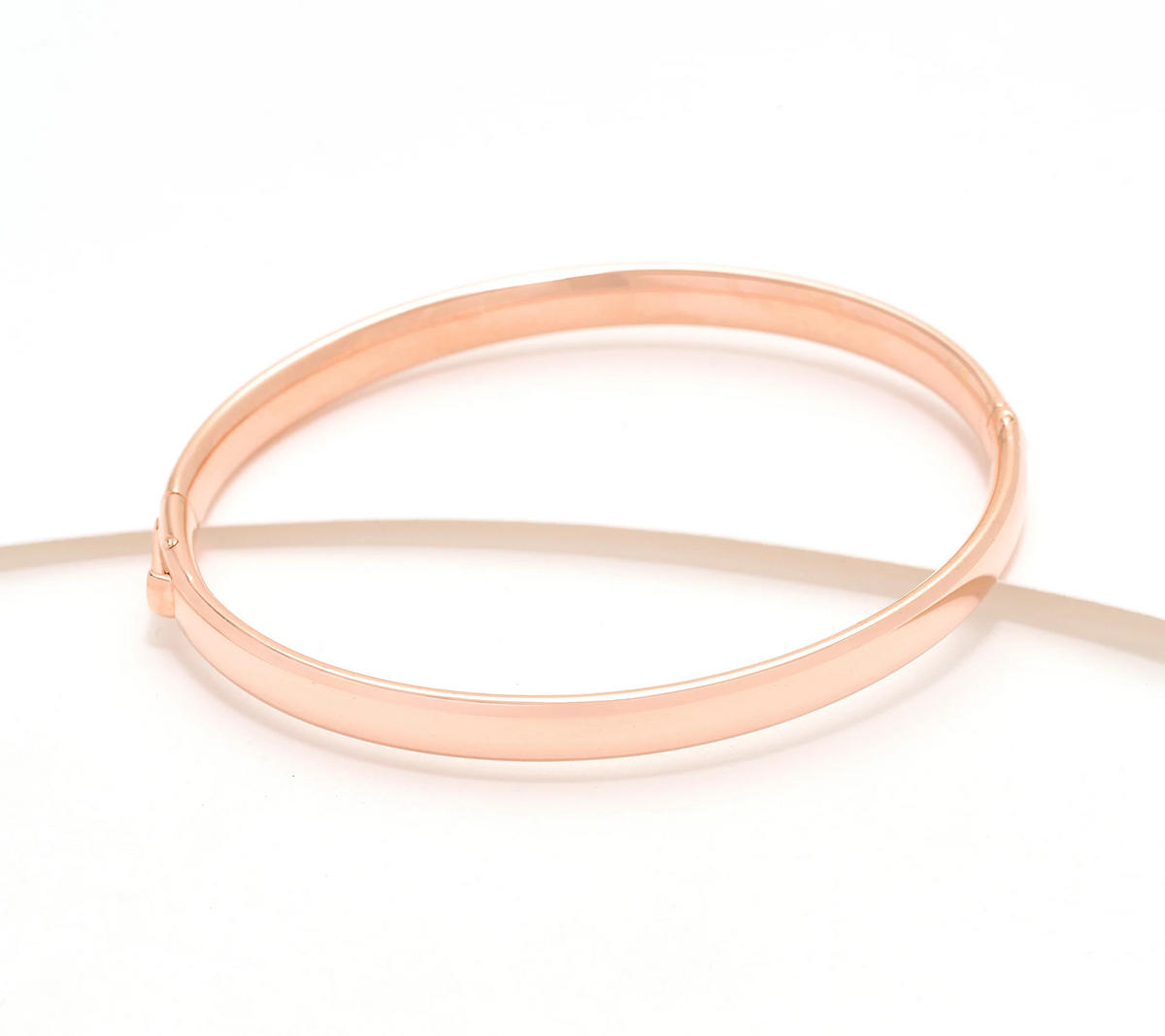 UltraFine Polished Rose Tone Safety Lock 5.5mm Bangle Small