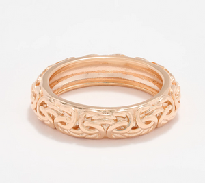 UltraFine 950 Silver Rose Tone 5mm Byzantine Ring Size 7