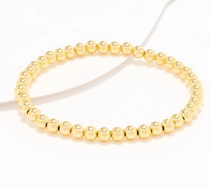 UltraFine 950 Silver Gold Tone Polished 5mm Bead Bracelet Small/Avg
