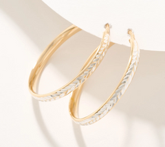 UltraFine 950 Silver two Tone Diamond Cut 1-1/2" Hoop Earrings