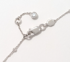 Diamonique Sterling Silver Chain Station Bracelet Small