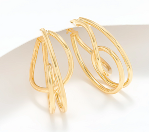 David Markstein Gold Tone Bronze 1-1/4" Multi-Circle Hoop Earrings
