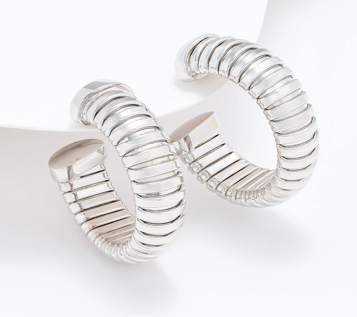 David Markstein White Bronze 1" Tubogas Hoop Earrings