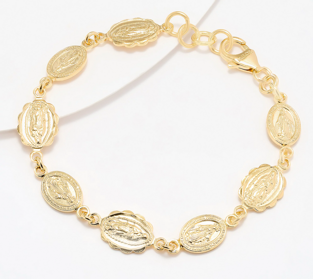 David Markstein 18KT Gold-Plated Sterling Religious Medallion Line Bracelet Avg