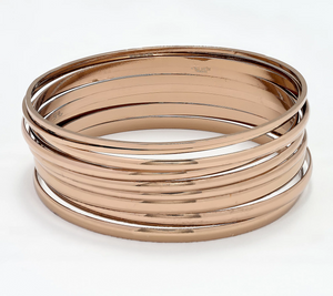David Markstein Premiere Mocha Set of 10 Luxe Slip On Multi Colors Bangles Large