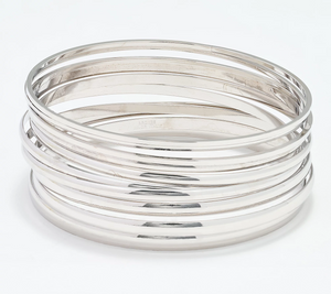 David Markstein Premiere White Bronze Set of 10 Luxe Slip On Bangles Large