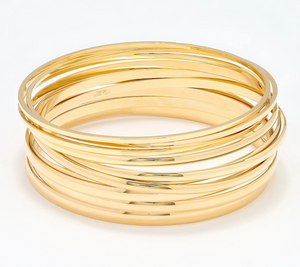 David Markstein Premiere Yellow Bronze Set of 10 Luxe Slip On Bangles Large