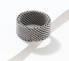 David Markstein Black Bronze Couture Tessutto Mesh Band Ring Size 9