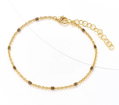 David Markstein Two Tone Mocha/Yellow Bronze Premiere Luxe Cube Station Anklet
