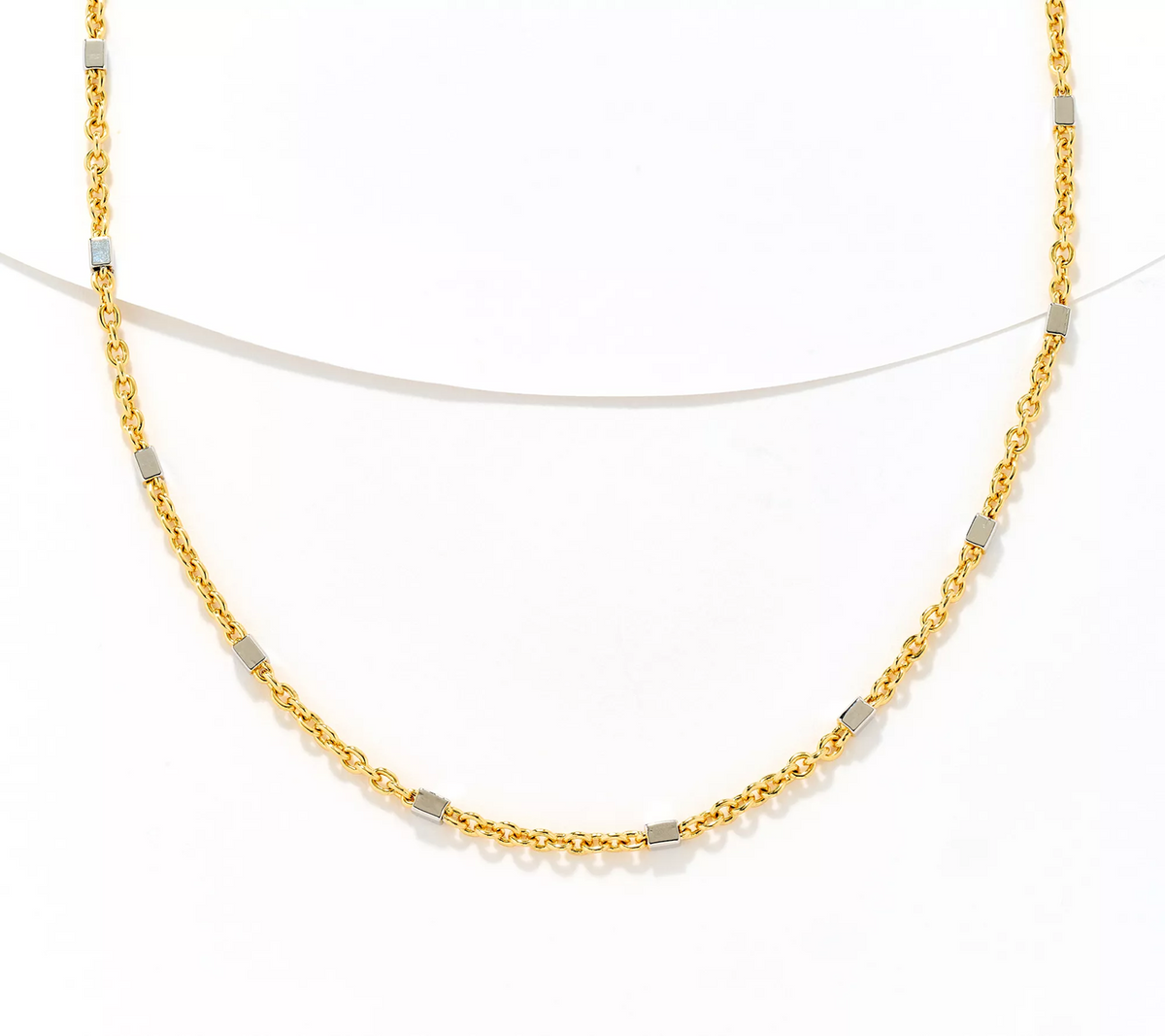 David Markstein Two Tone Silver/Yellow Bronze Premiere Luxe Cube 18" + 2" Necklace