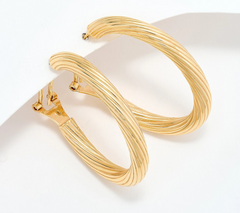 UltraFine 950 Silver Gold Tone Omega Back 1 1/4" Hoop Earrings