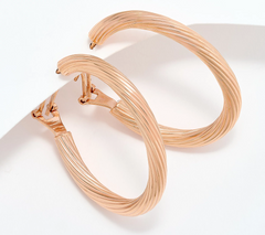 UltraFine 950 Silver Rose Gold Clad Omega Back 1 1/2" Hoop Earrings